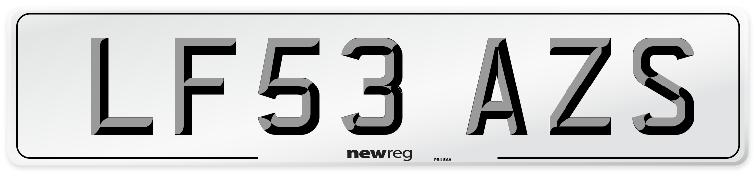 LF53 AZS Number Plate from New Reg
